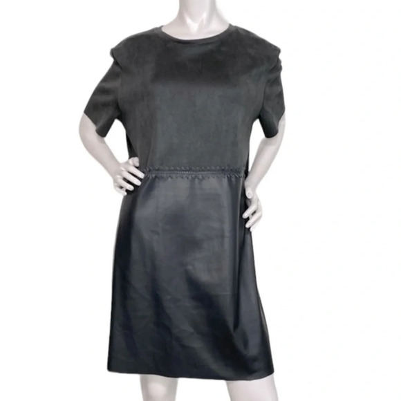 Zara Dresses & Skirts - Zara Faux Leather & Suede Vintage Inspired Retro 1960's Pullover Mini Dress XL